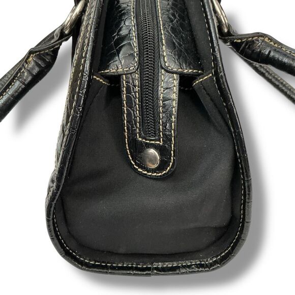 Franco Sarto FRANCO Black Crocodile Alligator Embossed Handbag Shoulder Bag - Picture 6 of 10